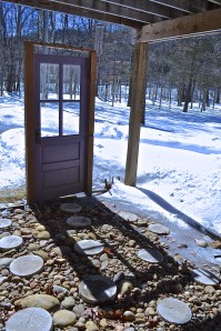 A view from the beneath the roof over the Door to Nowhere